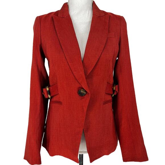 Veronica Beard Baltazar Linen Peplum Dickey Jacket In Clay - Picture 5 of 13